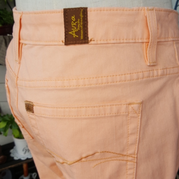 AURA ♡ Gorgeous Vintage Thick Cotton Peachy Orange Cropped Pant Capris 2P Avg - Picture 10 of 17